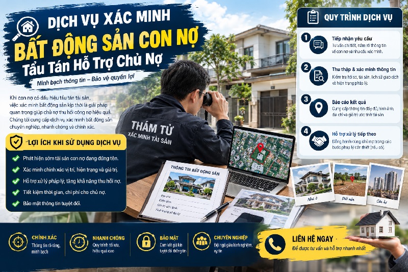 Dịch vụ xác minh bất động sản con nợ tẩu tán hỗ trợ chủ nợ
