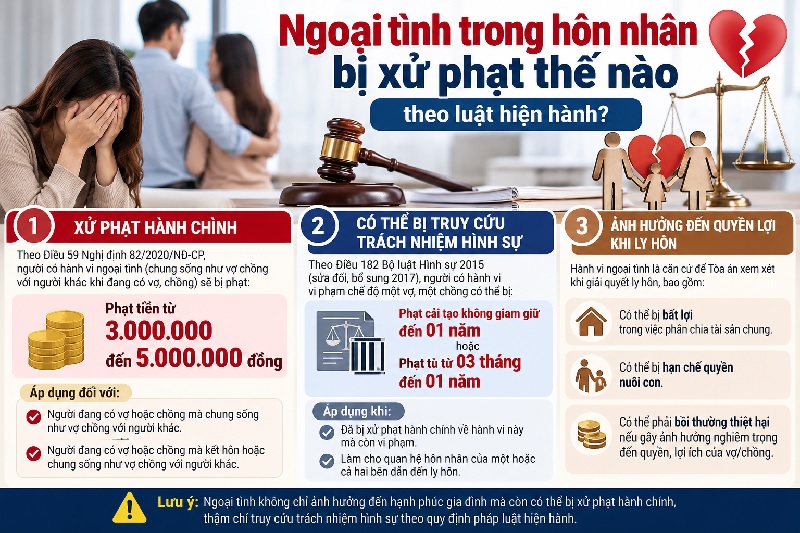 Ngoại tình trong hôn nhân bị xử phạt thế nào