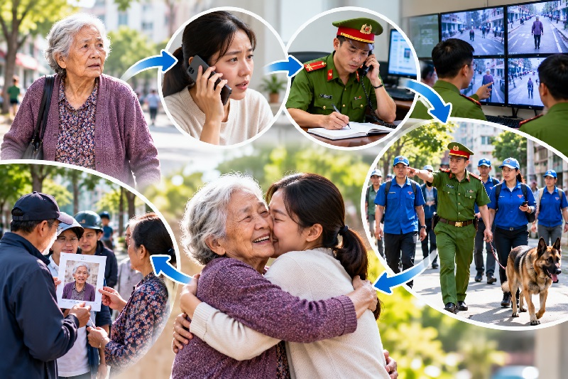 Quy trình phối hợp xử lý sự cố người già đi lạc bài bản