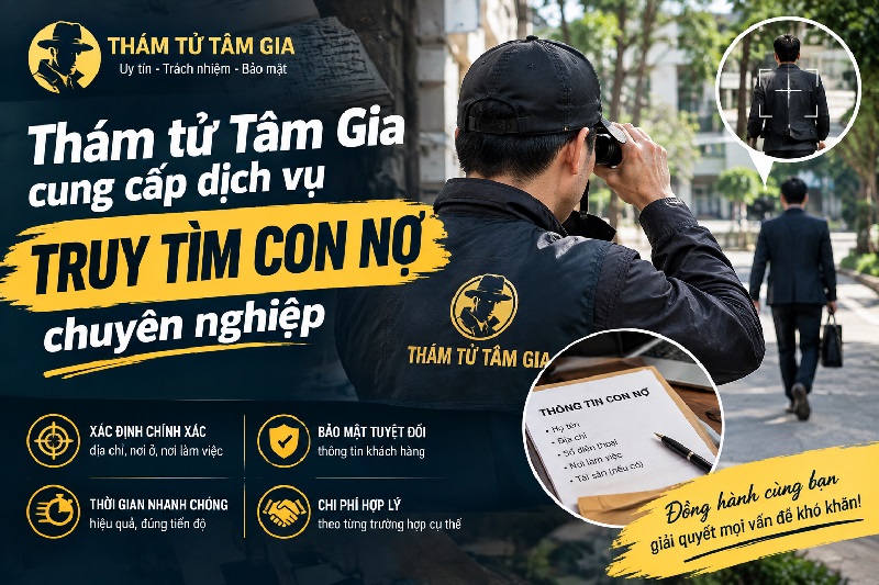 Thám tử Tâm Gia cung cấp dịch vụ truy tìm con nợ chuyên nghiệp