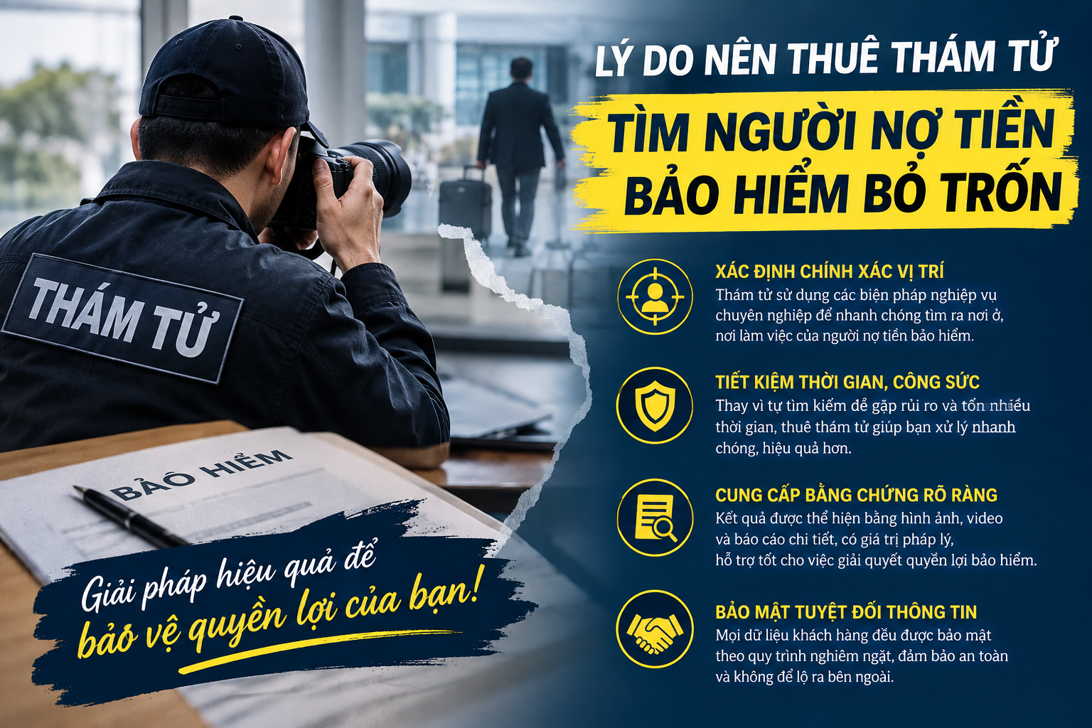 Thám tử tìm người nợ tiền bảo hiểm bỏ trốn